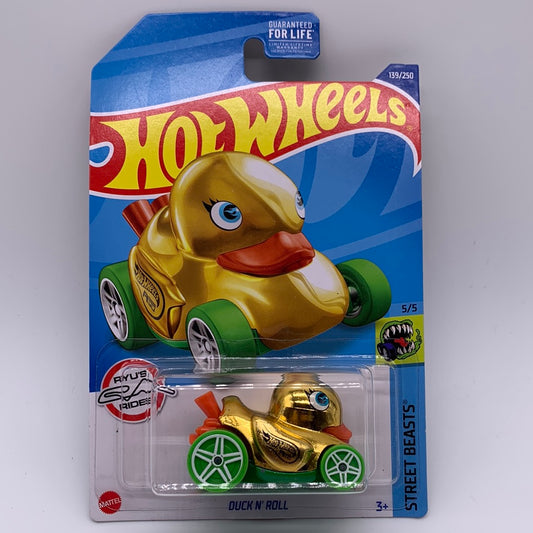 Hot Wheels Regular Treasure Hunt - 2022 G Case - Gold Duck N’ Roll