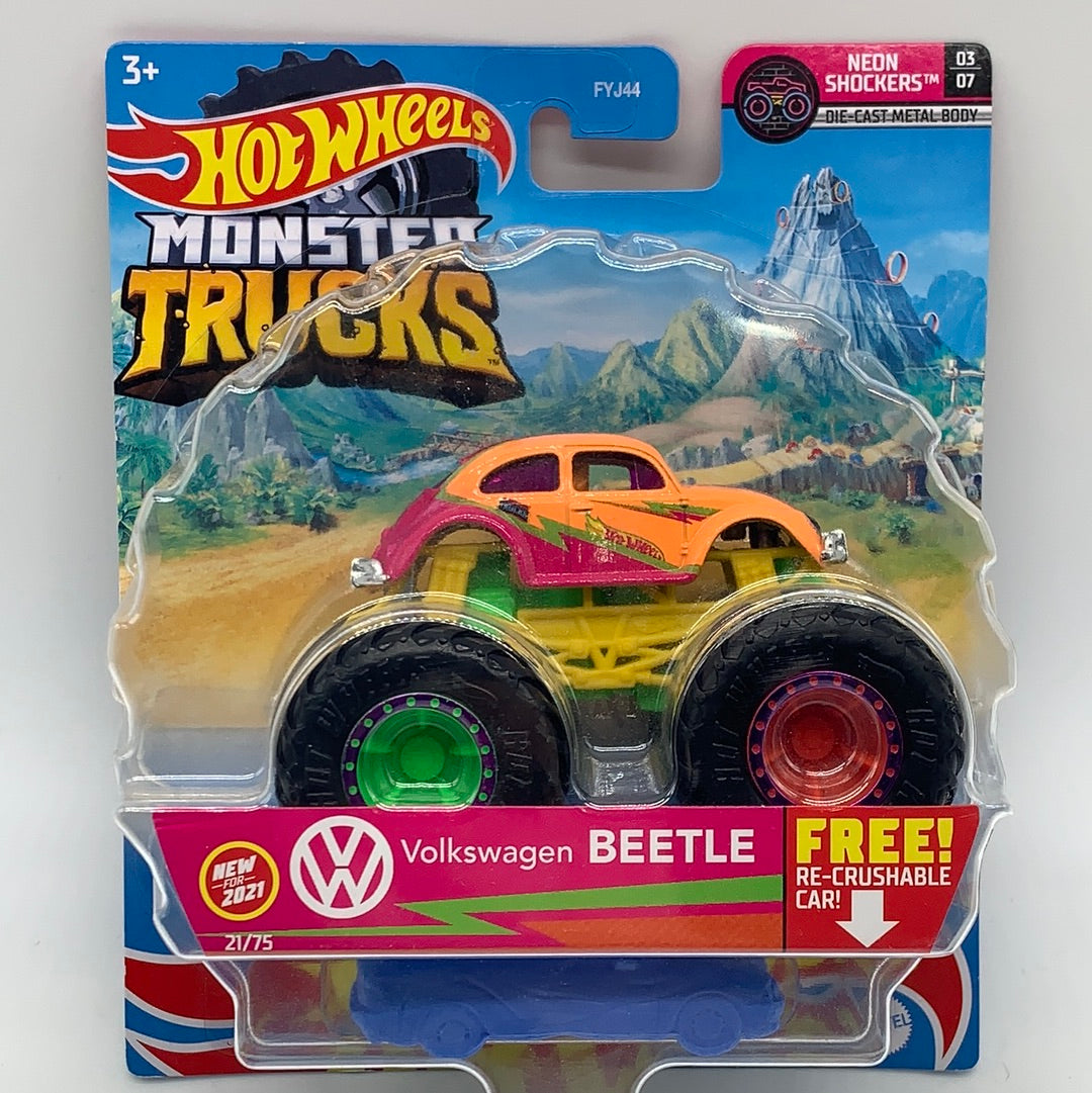 Hot Wheels Monster Trucks - 2021 Series Neon Shockers Volkswagen Beetle