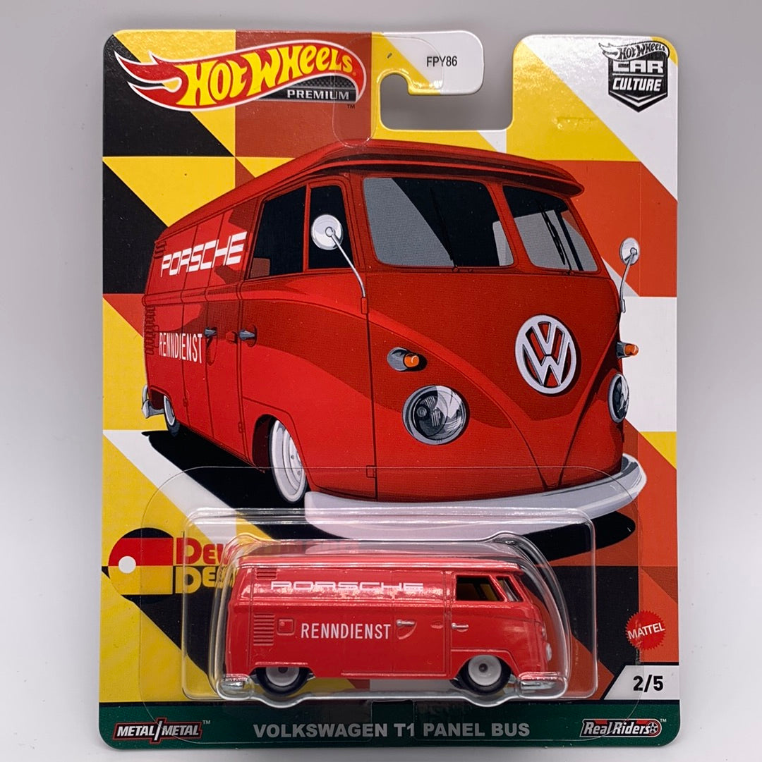 Hot Wheels Car Culture Premium - Deutschland Design Series - #2/5 - Red “Porsche” Volkswagen T1 Panel Bus