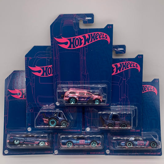 Hot Wheels Mainline - 2022 Navy & Pink 54th Anniversary - Complete Set with Chase Nitro Tailgater (second release)