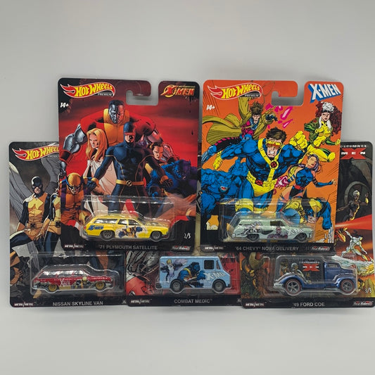 Hot Wheels Premium - Pop Culture Marvel X-Men Comic Series - Set of 5