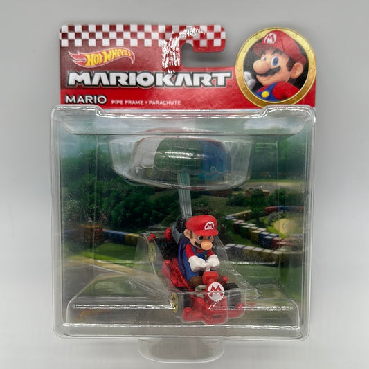Hot Wheels Mario Kart - Character Glider - Mario on Pipe Frame and Parachute
