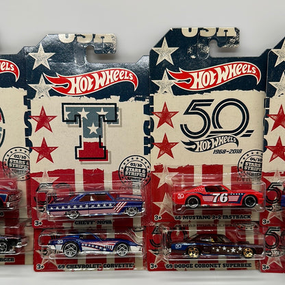 Hot Wheels - Walmart Exclusive - 2018 Stars and Stripes Series Complete Set of 10