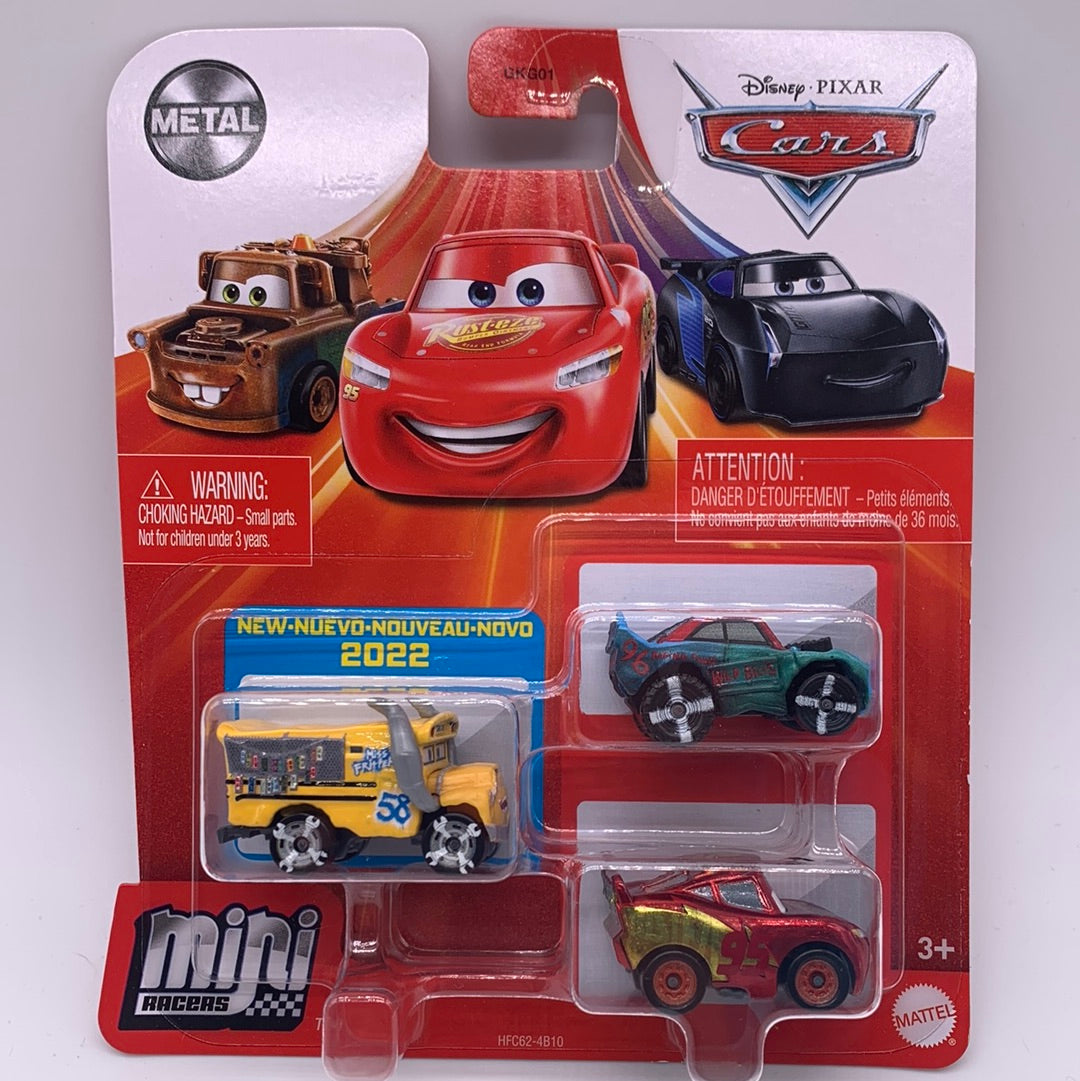 Disney Pixar Cars Movie - Metal Mini Racers 3 Pack - 2022 Release w/ Miss Fritter