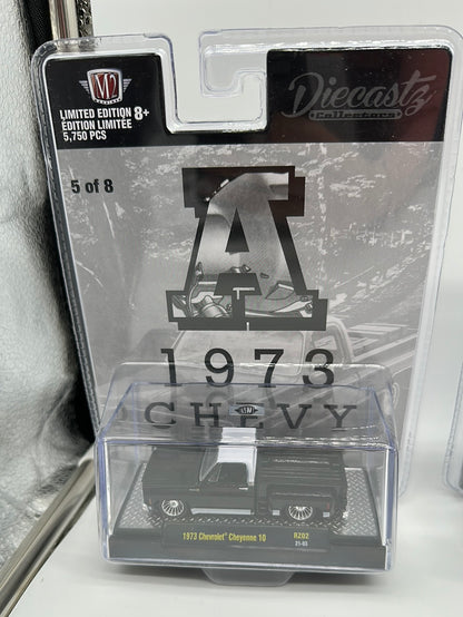 M2 Machines Carded Acrylic - DiecastZ Riverside Show Exclusive Series RZ02 - Complete Set of 8 Various Colors & Model Chevrolet Cheyenne 10