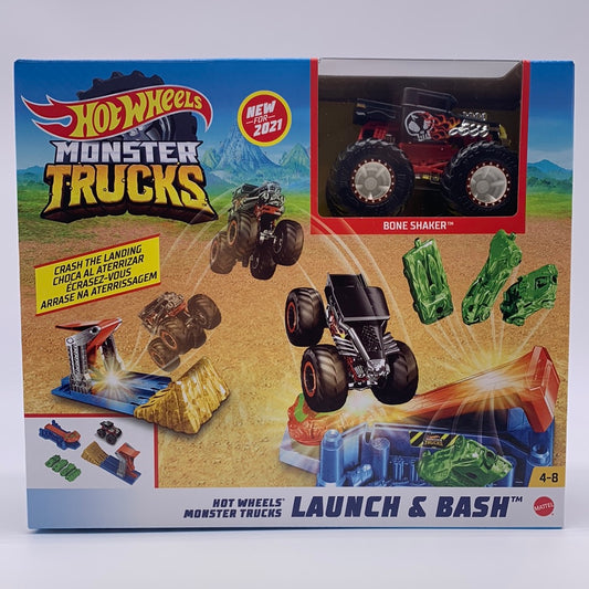 Hot Wheels Bone Shaker Monster Trucks - Launch & Bash Track Set