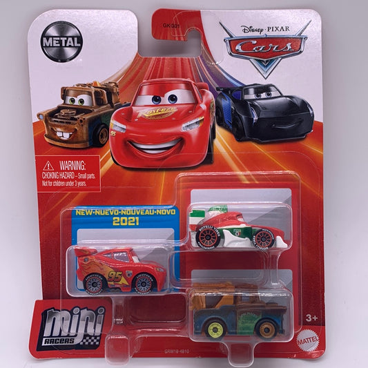 Disney Pixar Cars Movie - Metal Mini Racers 3 Pack - World Grand Prix Series
