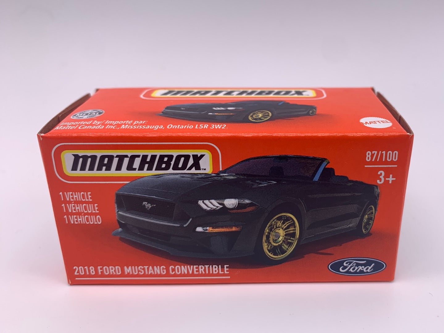 Matchbox Power Grabs - #87/100 - Black 2018 Ford Mustang Convertible